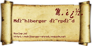 Mühlberger Árpád névjegykártya